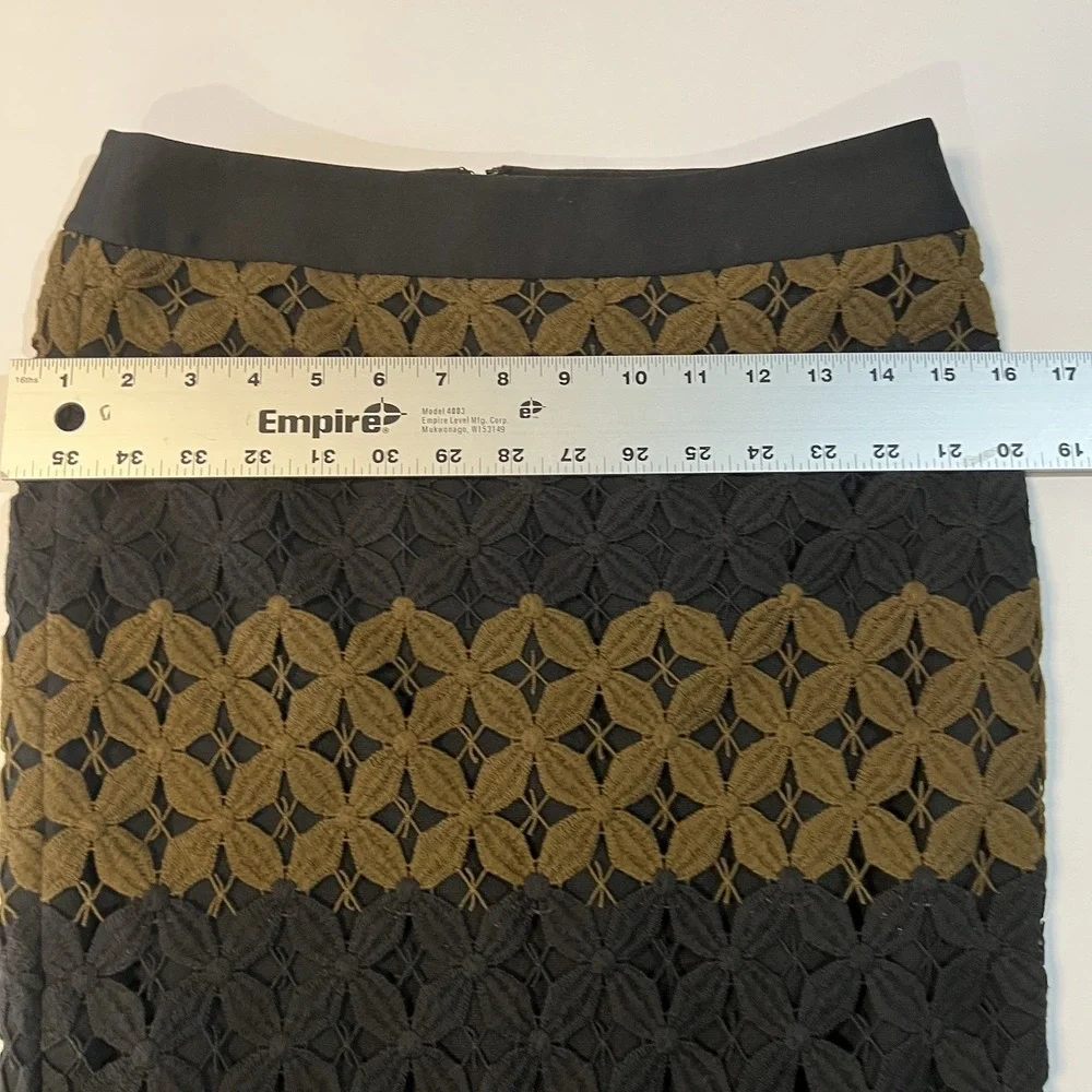 Loft Womens Black Olive Green Floral‎ Lace Pencil Skirt NWT Size 2